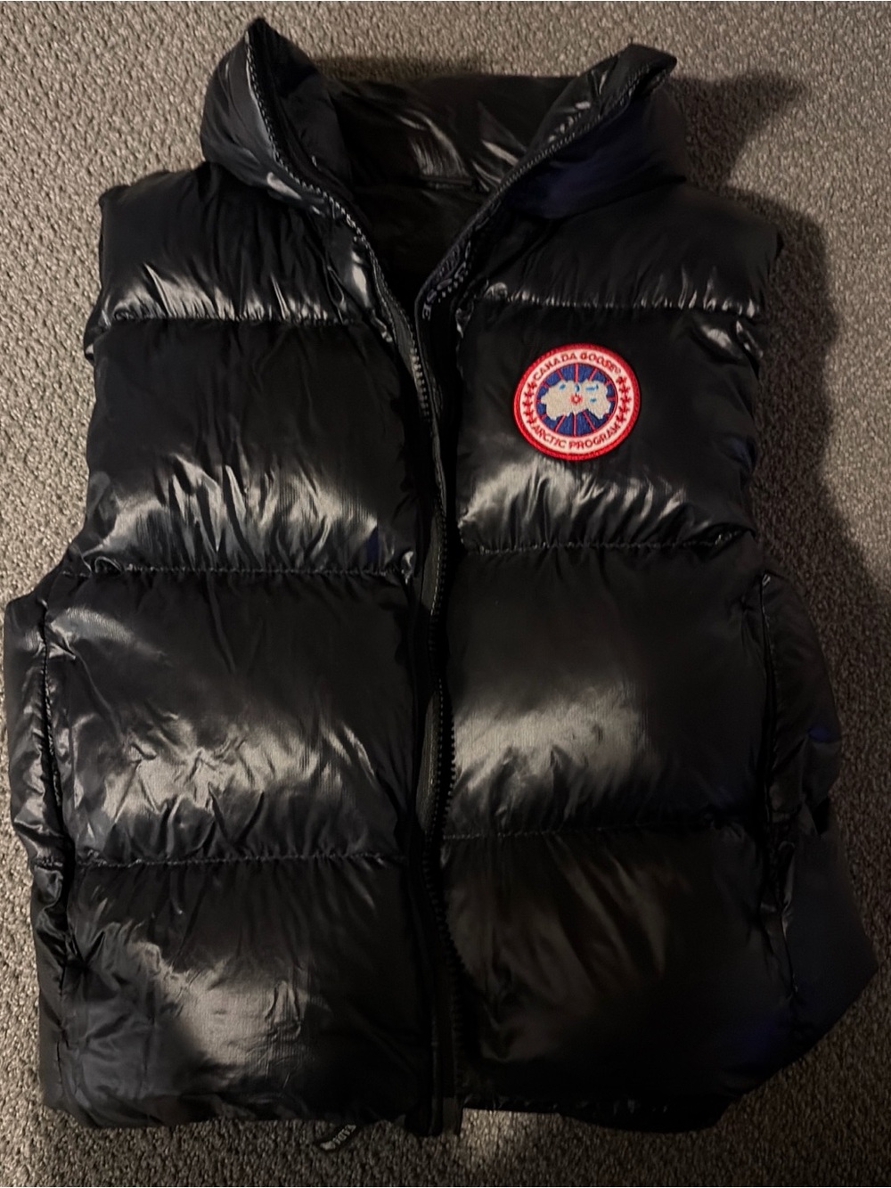 Canada Goose Black Vest with Red, White & Blue Logo Patch